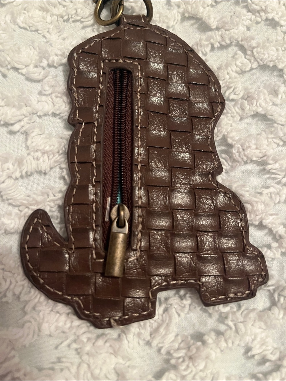 Leather Dog Charm Wristlet Keychain - Tan & Brown - Picture 4 of 4